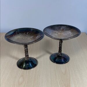 Vintage Plator Silver-plated Goblet Footed Bowl Set of 2